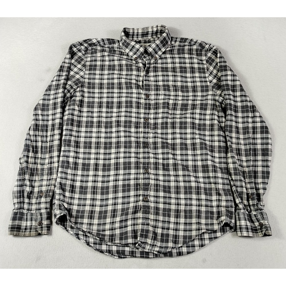 American Eagle Outfitters Flannel Mens Medium Gray Black Lumberjack Cabincore